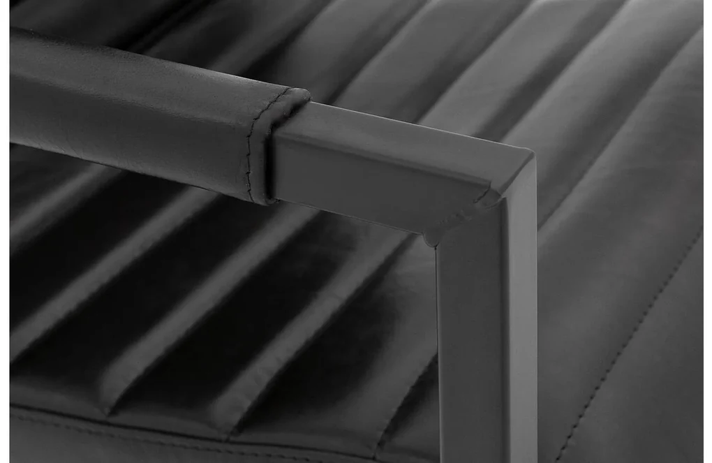 Goossens Eetkamerstoel Sturdy Leer zwart leer met armleuning, urban industrieel