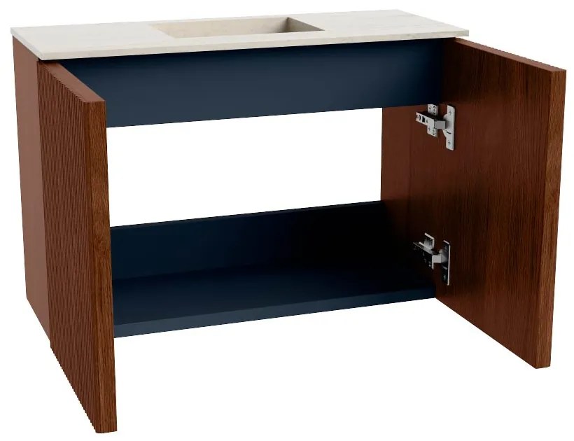 Mondiaz Joya DLux 60cm toiletmeubel ruby met wastafel faye midden zonder kraangat meli