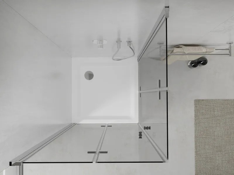 Mexen Lima Duo inklapbare douchecabine 90 x 90 cm, transparant, chroom + Flat douchebak - 856-090-090-01-02-4010
