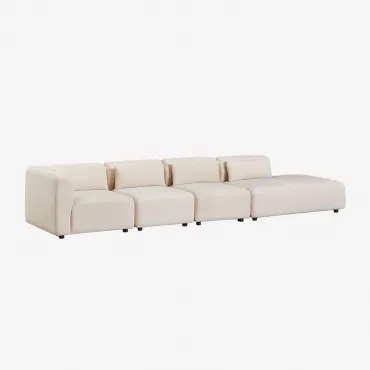 4-delige Modulaire Hoekbank Met Rechter Chaise Longue Fogler Corduroy Linnen Beige - Sklum