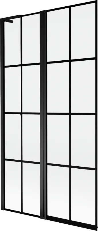 Mexen Mist L badwand 2-delig links 100 x 150 cm, zwart raster, zwart - 8A9L-100-011-70-77-L