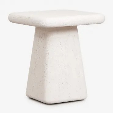 Vierkante Bijzettafel Voor Tuin 45x45 Cm In Cement Maelis Wit - Sklum