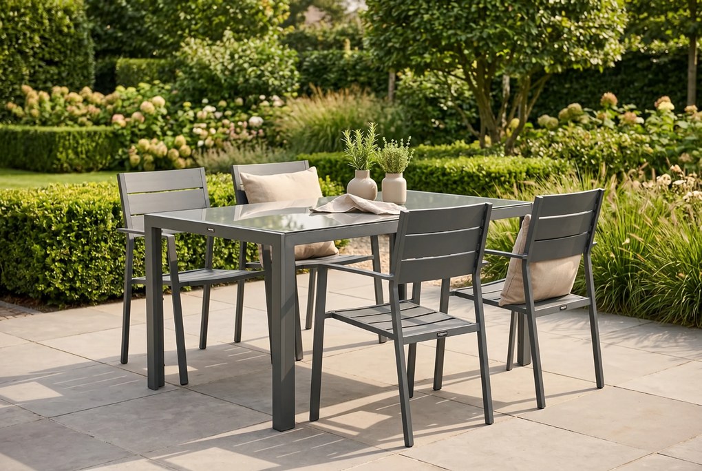 Tuinset 4 personen 150 cm Aluminium Grijs Lifestyle Garden Furniture Stella/Venustas