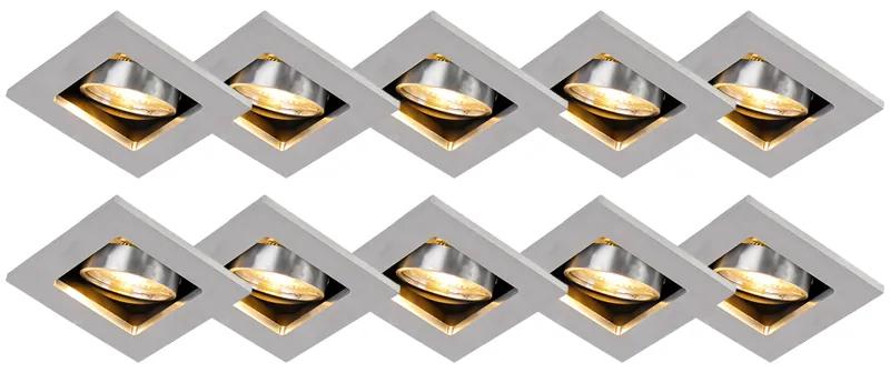 Set van 10 inbouwspots aluminium - Qure Modern GU10 vierkant Binnenverlichting Lamp