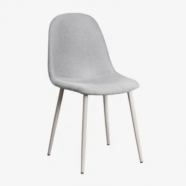 Set Van 4 Eetkamerstoelen In Stof En Staal Glamm Deluxe Grijs – Taupe – Koel & Linnen Grijs – Beton - Sklum