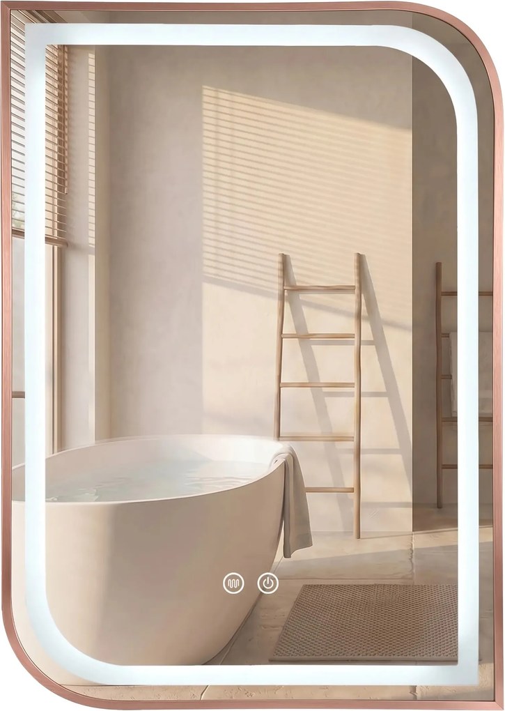 LED Spiegel ZONE 70x50 BRUSH  ROSE GOLD