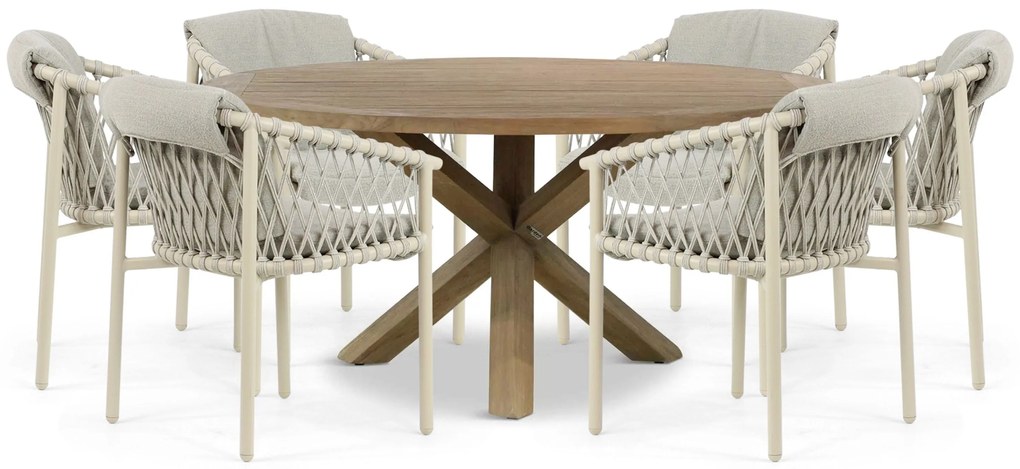 Tuinset 6 personen  Aluminium/rope Taupe 4 Seasons Outdoor Allora/Sand
