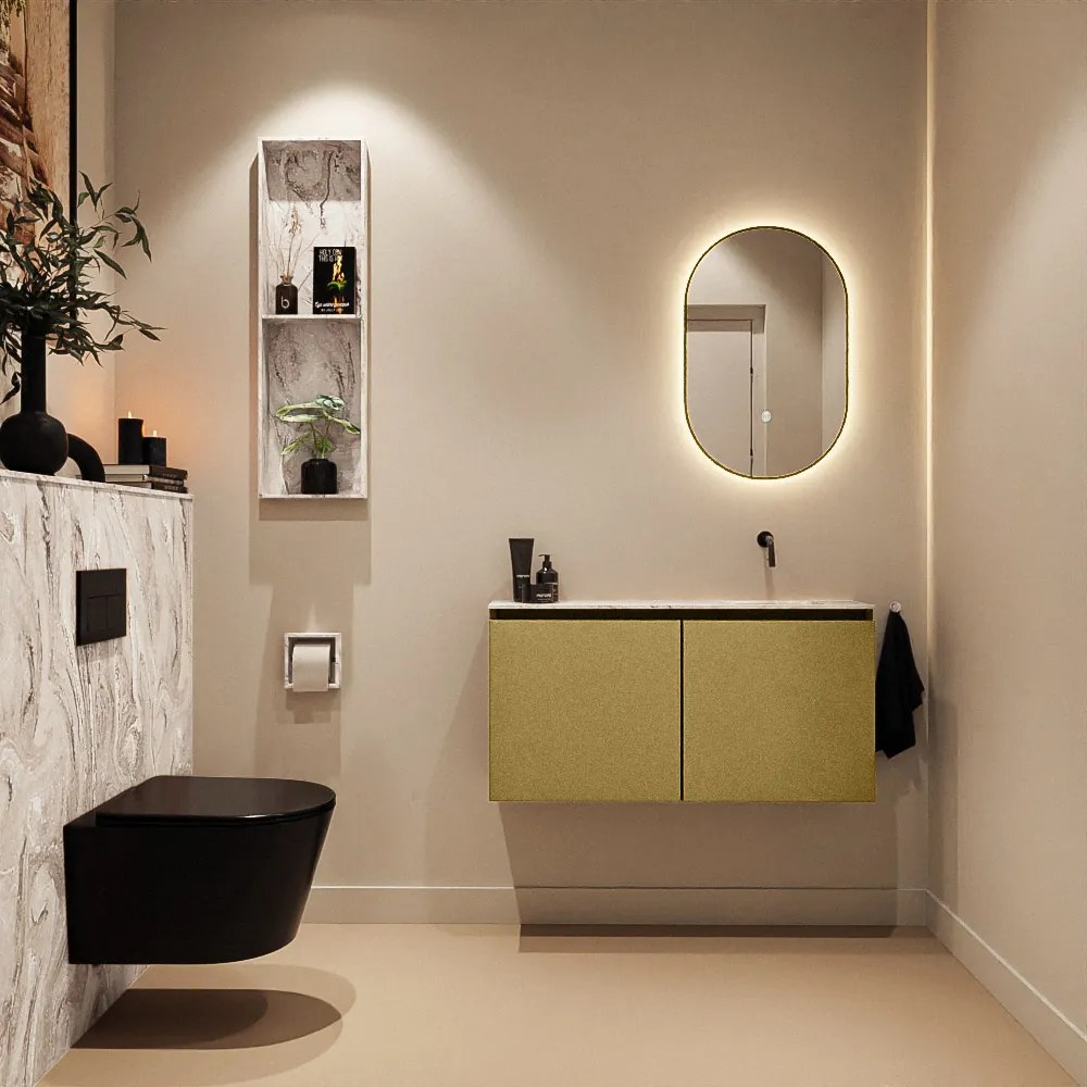 Mondiaz Ture DLux toiletmeubel 100cm oro met wastafel glace rechts zonder kraangat