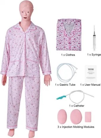 VEVOR Vrouwelijke Verpleegpop Multifunctionele Patiëntenzorgsimulator 1530 x 450 x 210 mm, Multifunctionele Trainingspop Verpleegkundige Trainingspop Uniforme Schaalvormen Pop