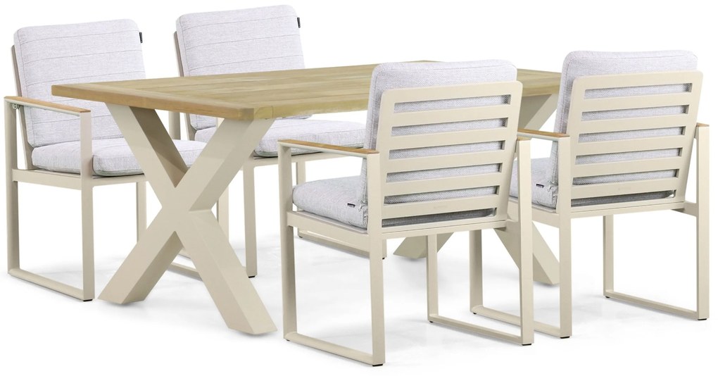 Tuinset 4 personen 180 cm Aluminium/teak Taupe Lifestyle Garden Furniture Faro/Cardiff