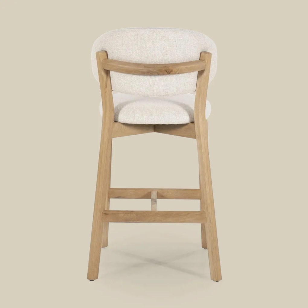 Luxe Barstoel Eiken En Beige Stof