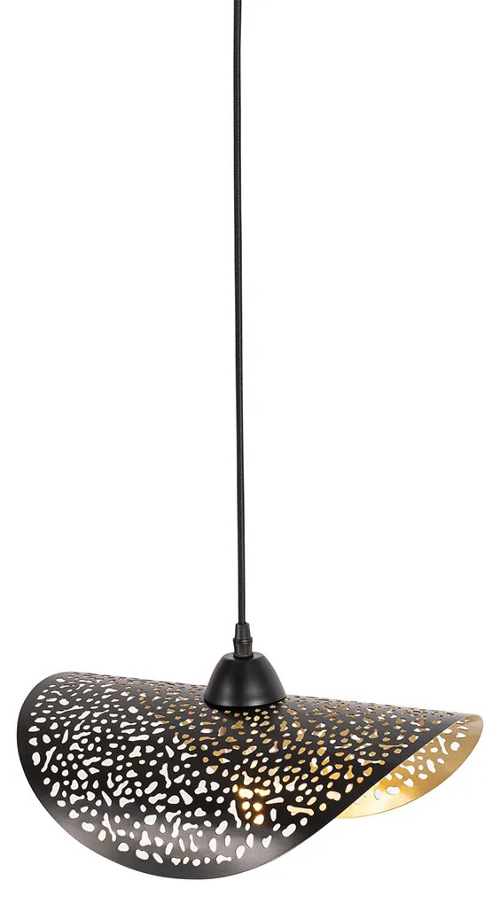 Oosterse hanglamp zwart met goud 35 cm - Japke