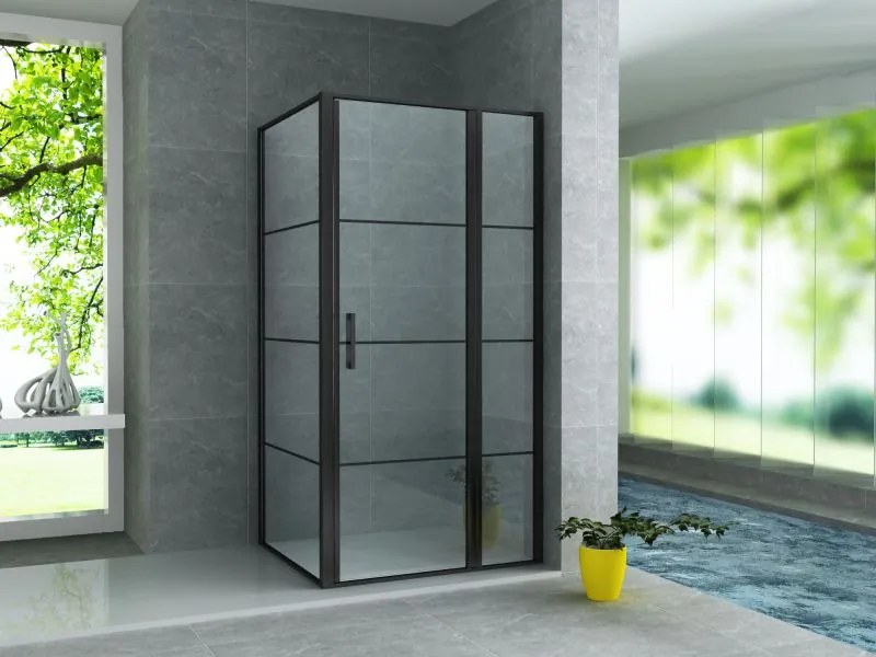 Sanigoods Icho douchecabine met rasters 120x90x200cm zwart mat