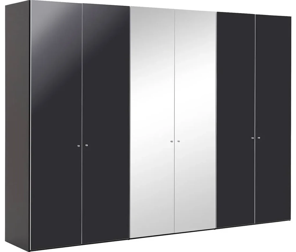 Goossens Kledingkast Easy Storage Ddk, Kledingkast 304 cm breed, 220 cm hoog, 4x draaideur en 2x spiegel draaideur midden