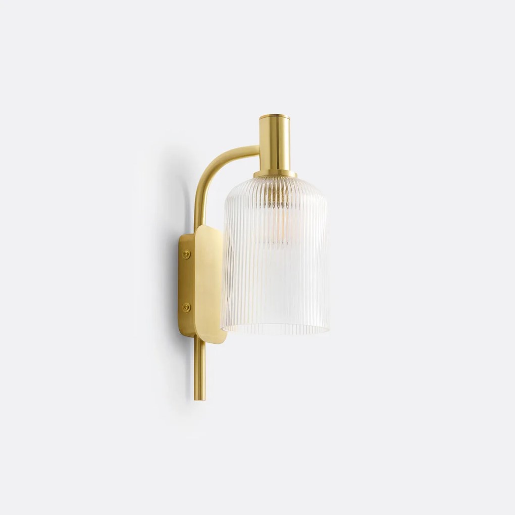 Wandlamp in messing en geribbeld glas, Bogota