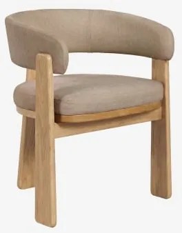 Set Van 2 Eetkamerstoelen Met Armleuningen, Bekleed En Van Eikenhout Carbalis Eikenhout & Chenille Mokkabruin - Sklum