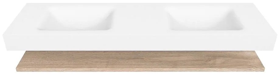Zaro Alan badmeubel 170cm met planchet washed oak en vrijhangende wastafel cloud dubbel zonder kraangat talc