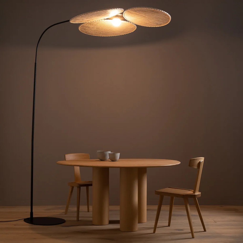Rotan boogvormige vloerlamp, CANOPÉE, ontwerp Emmanuel Gallina