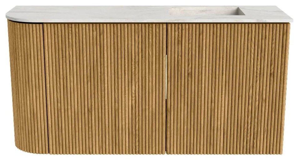 Mondiaz Joya DLux 80cm toiletmeubel ronding links oak met wastafel faye rechts zonder kraangat ostra