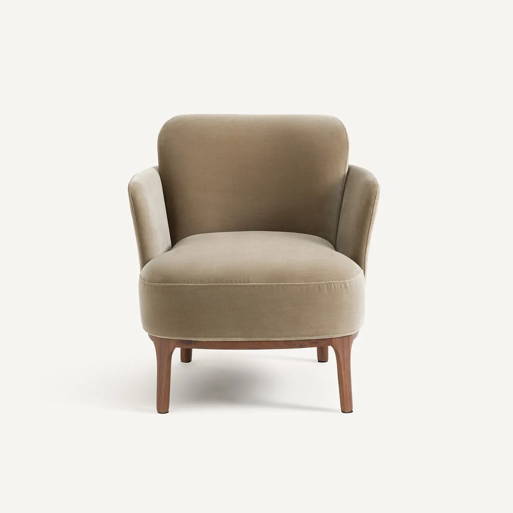 Fauteuil in massief notenhout en fluweel, Jabote