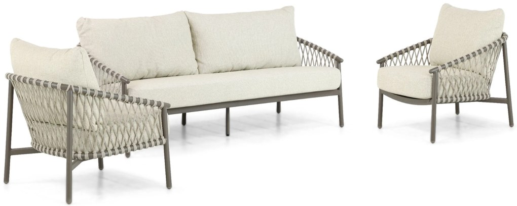 Stoel en Bank Loungeset 5 personen Aluminium/rope Taupe  4 Seasons Outdoor Allora