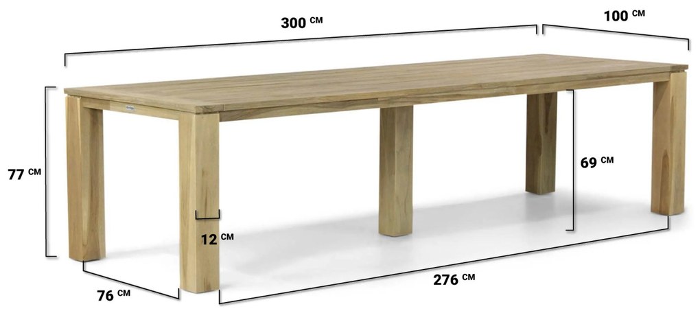 Tuinset 8 personen 300 cm Kunststof Grijs Hartman Sophie