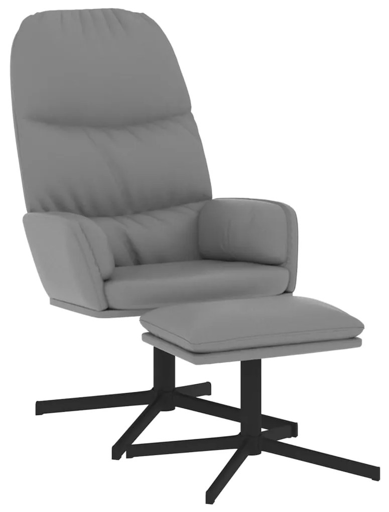 vidaXL Relaxstoel met voetenbank kunstleer grijs