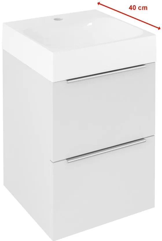 Sapho Emona Compact wastafelmeubel 55cm wit glans met witte wastafel
