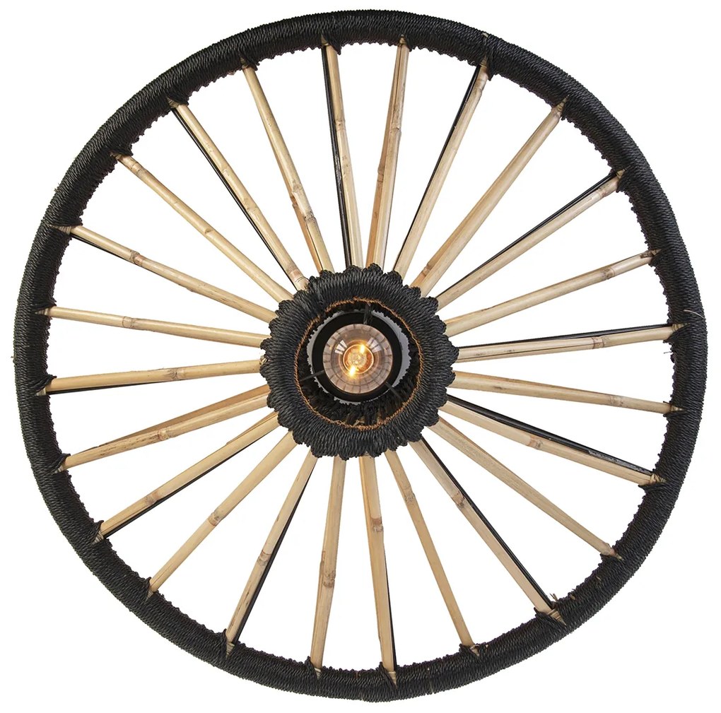 Oosterse plafondlamp bamboe met zwart 60 cm - Evalin