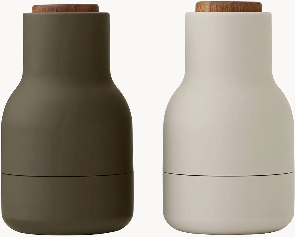 Kleine zout- en peperstrooier Bottle Grinder met walnoothouten deksels, 2-delig