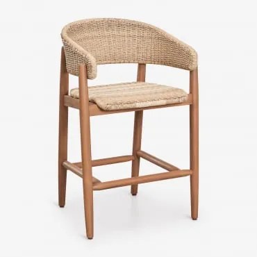 Set Van 2 Hoge Tuinkrukken Van Acaciahout En Synthetisch Riet Ribeira ↑65 Cm & Acacia Bruin - Sklum
