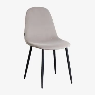 Pak 2 Glamm Fluwelen Eetkamerstoelen Grijs – Taupe & Zwart - Sklum