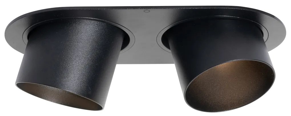 Set van 6 inbouwspots zwart GU10 70mm kantelbaar 2-lichts - Installa