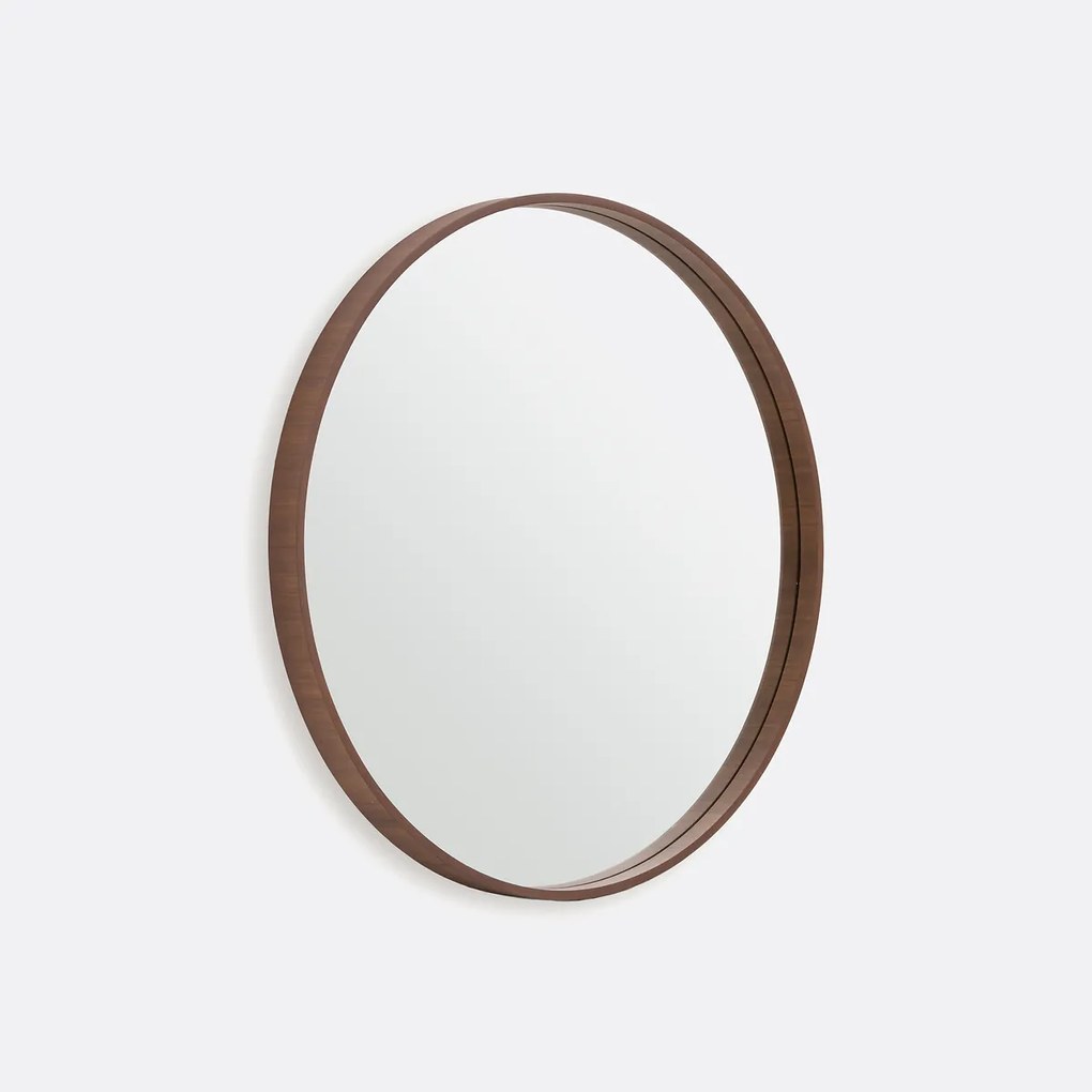 Ronde spiegel, fineer notenhoutØ80 cm, Alaria