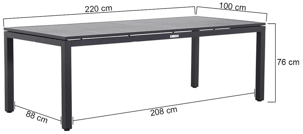 Tuinset 6 personen 220 cm Aluminium Grijs Hartman Aruba/Concept