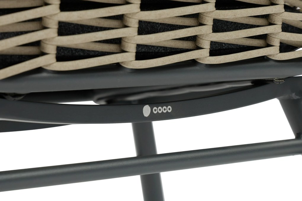 Tuinset Ronde Tuintafel 4 personen 120 cm Rope Grijs Coco Antoni/Rockville