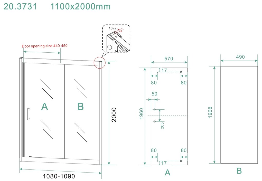 Mueller Manhattan schuifbare nisdeur 110x200cm mat zwart