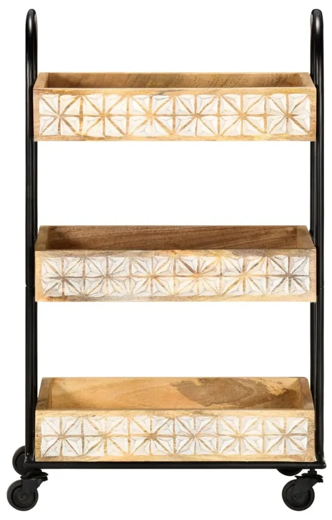 vidaXL Keukentrolley 3-laags 46x30x76 cm massief mangohout