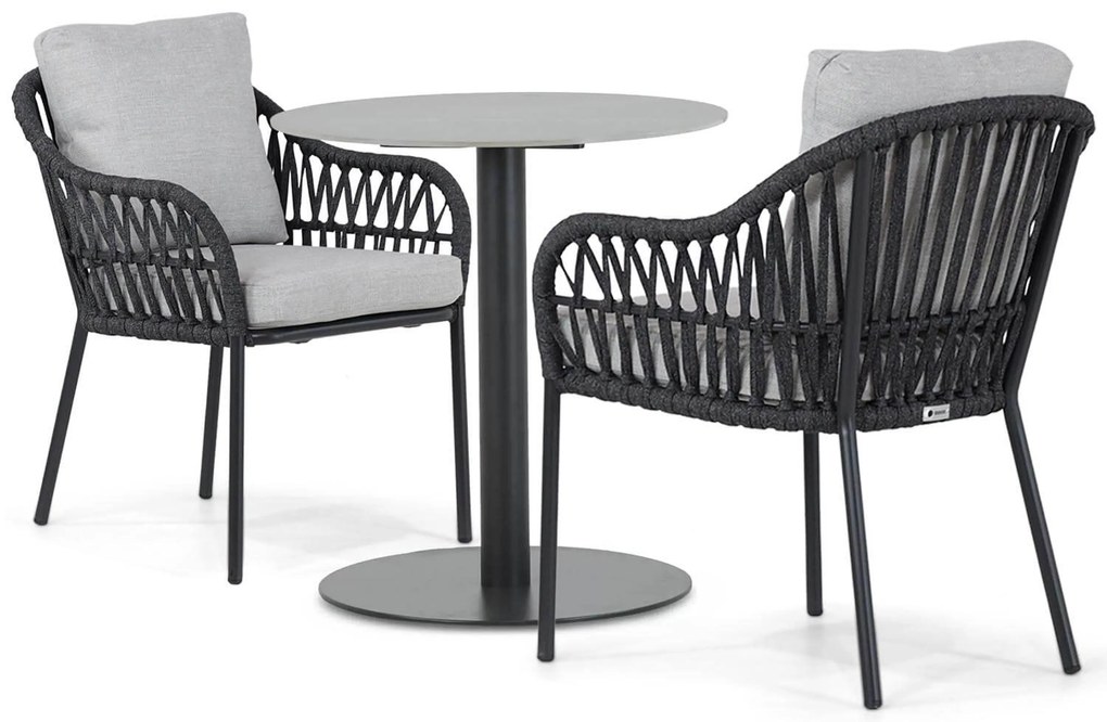 Tuinset Ronde Tuintafel 2 personen 70 cm Aluminium/rope Grijs Coco Puerto/Como