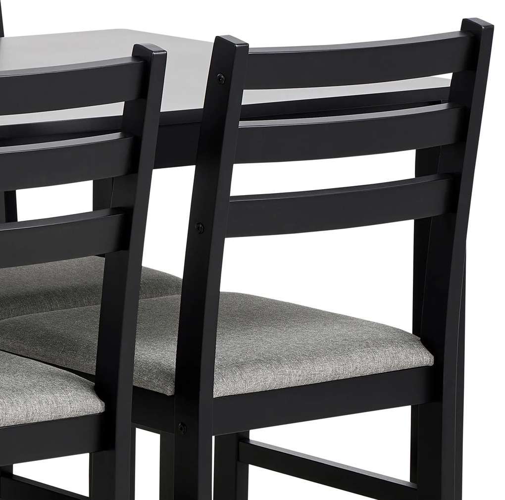 TORINO eetset + 4 stoelen Zwart/Lichtgrijs (Sawana 21 stof) - HOUTEN SET VOOR KEUKEN/EETKAMER