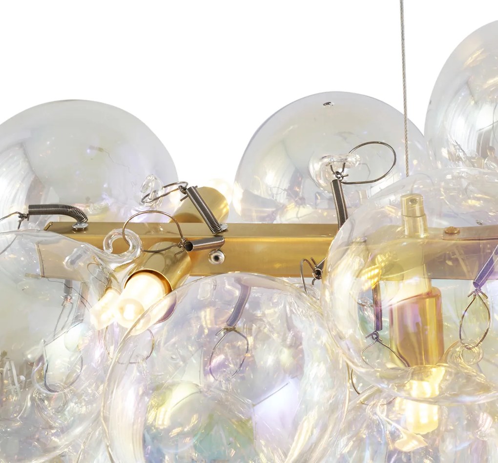 Design hanglamp goud met regenboog glas 8-lichts - Uvas