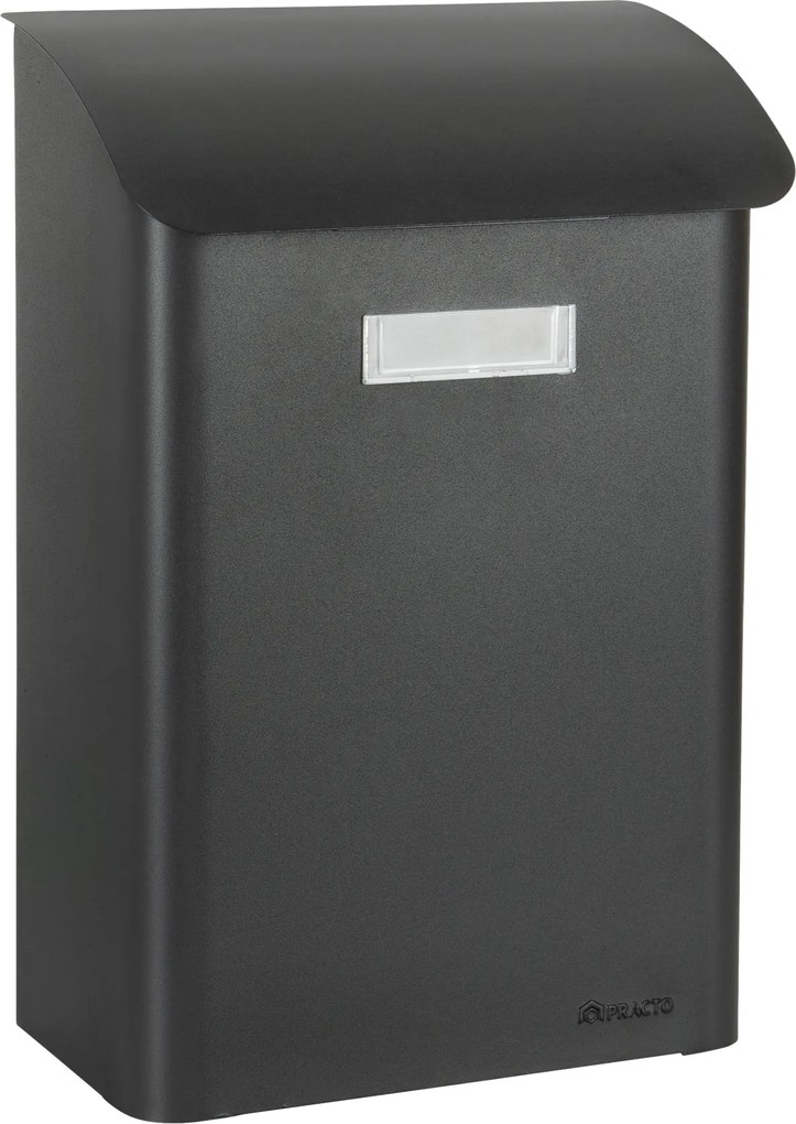 Practo Garden brievenbus Leeds zwart - in gelakt staal - 15x27x42cm - RAL 7020 MAT