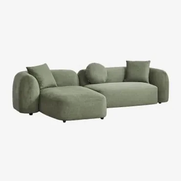 Modulaire Bank Met Linker Chaise Longue Van 2 Delen In Chenille Coco Stof Chenille Groen – Salie - Sklum