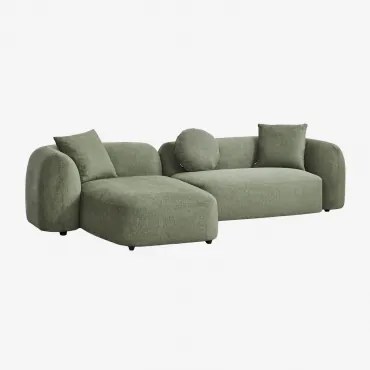 Modulaire Linker Chaise Longue Bank Van 2 Delen In Chenille Coco Chenille Saliegroen - Sklum