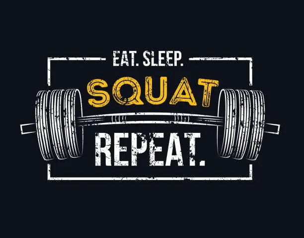 Ilustratie Eat sleep squat repeat. Gym motivational, Mitoria