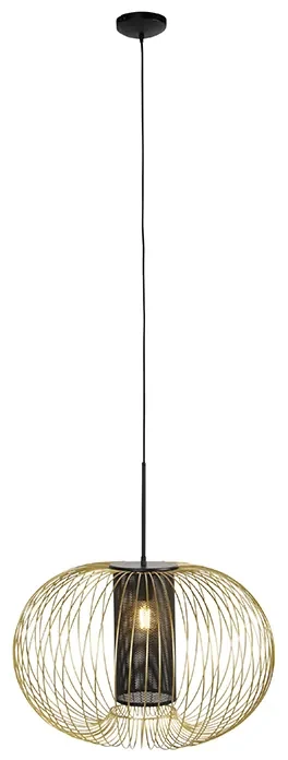 Design hanglamp goud met zwart 60 cm - Marnie Design E27 rond Binnenverlichting Lamp