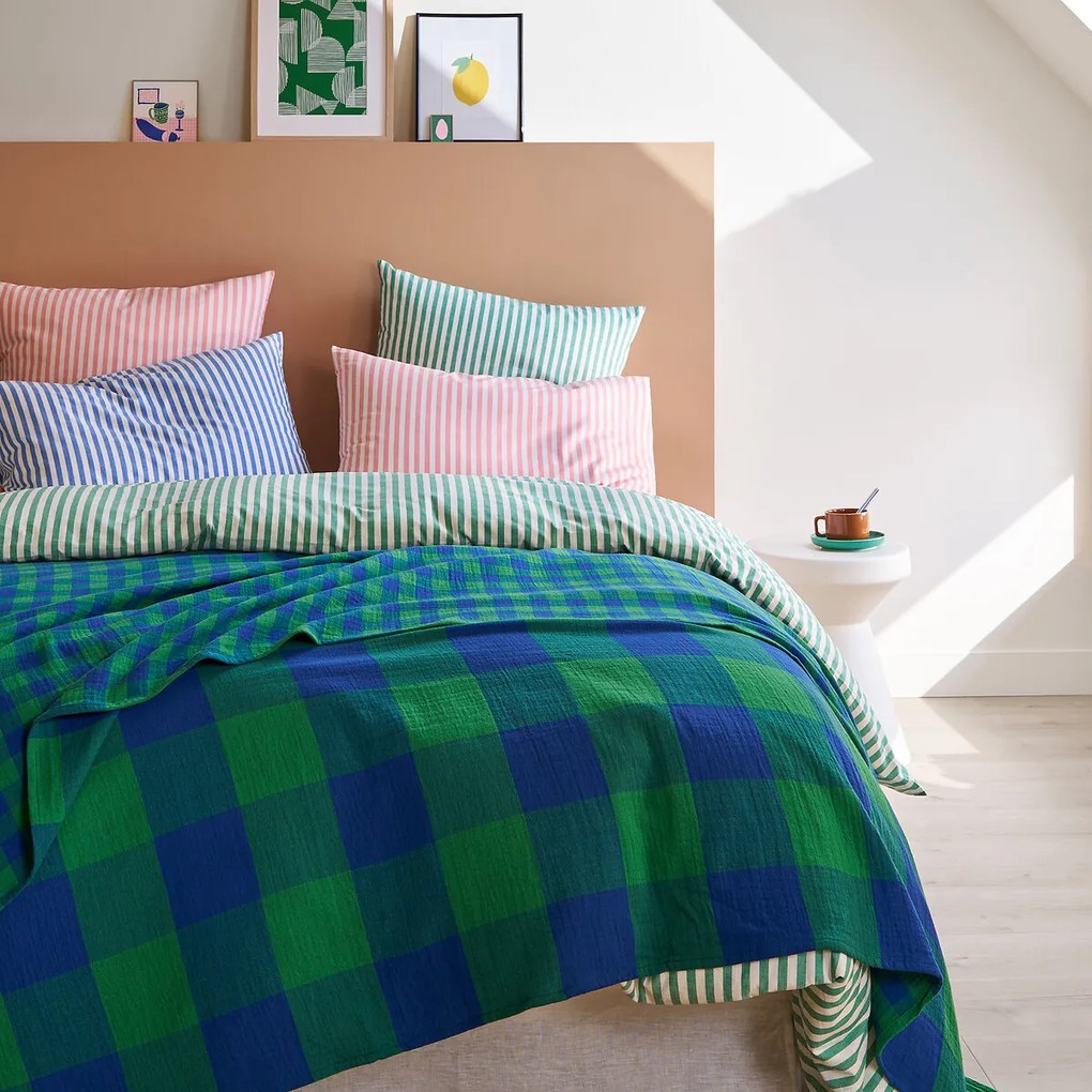 Geruite beddensprei in tetra, Calix