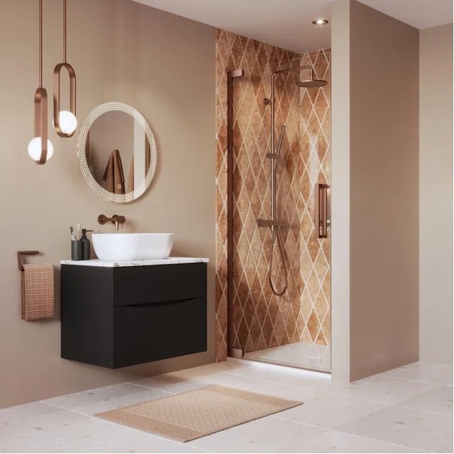 Crosswater Asura Douchedeur - 80cm - draaideur - zonder hendel - geborsteld brons AUHDBZC0800