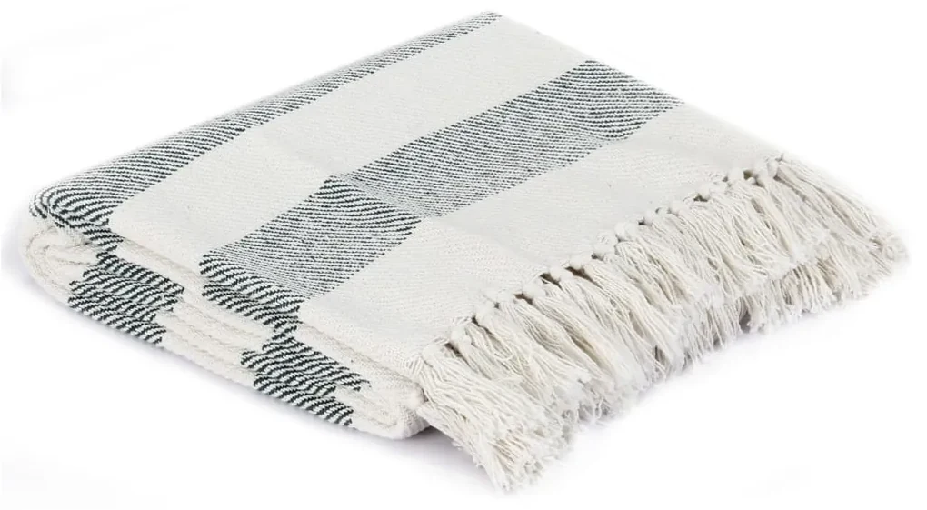 vidaXL Plaid streep 220x250 cm katoen donkergroen
