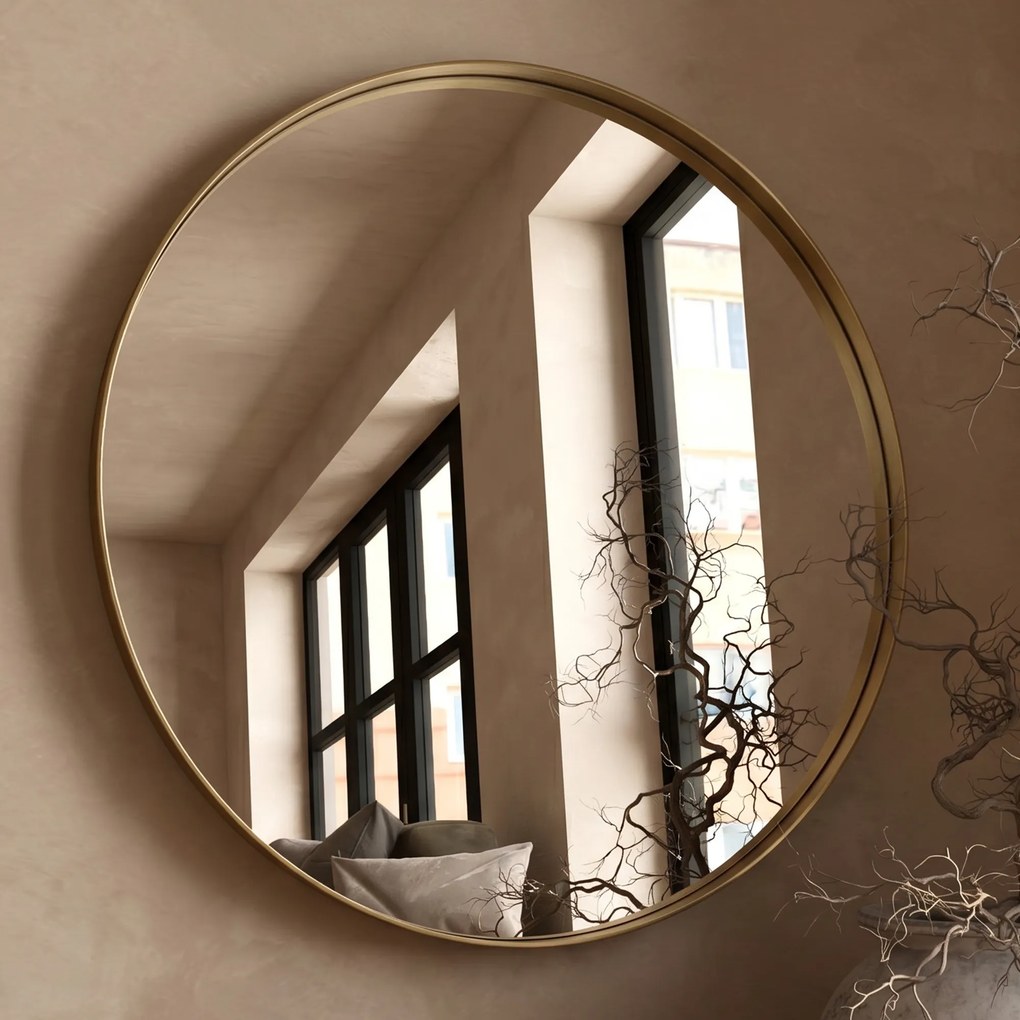 Kare Design Curve Ronde Messing Spiegel 100 Cm - 100x100cm
